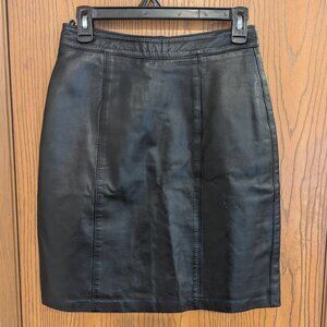 Espoir Genuine Leather Lined Mini Skirt-Black 38 (M)